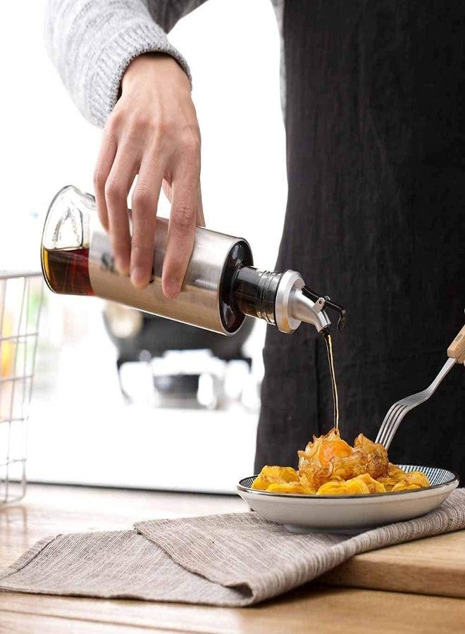 باسكيتي مجموعة موزعات زيت وخل زجاجية من تصميم Baskety، زجاجات توابل سعة 500 مل لزيت الزيتون والخل وسوائل المطبخ (عبوة من قطعتين) - Image 5